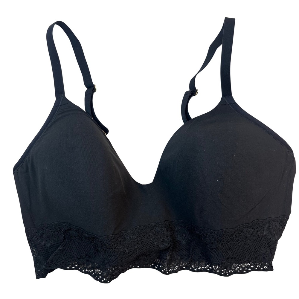 Natori Bliss Perfection Bra Sz 34D Wireless Contour Soft Cup Black Lace
Comfort